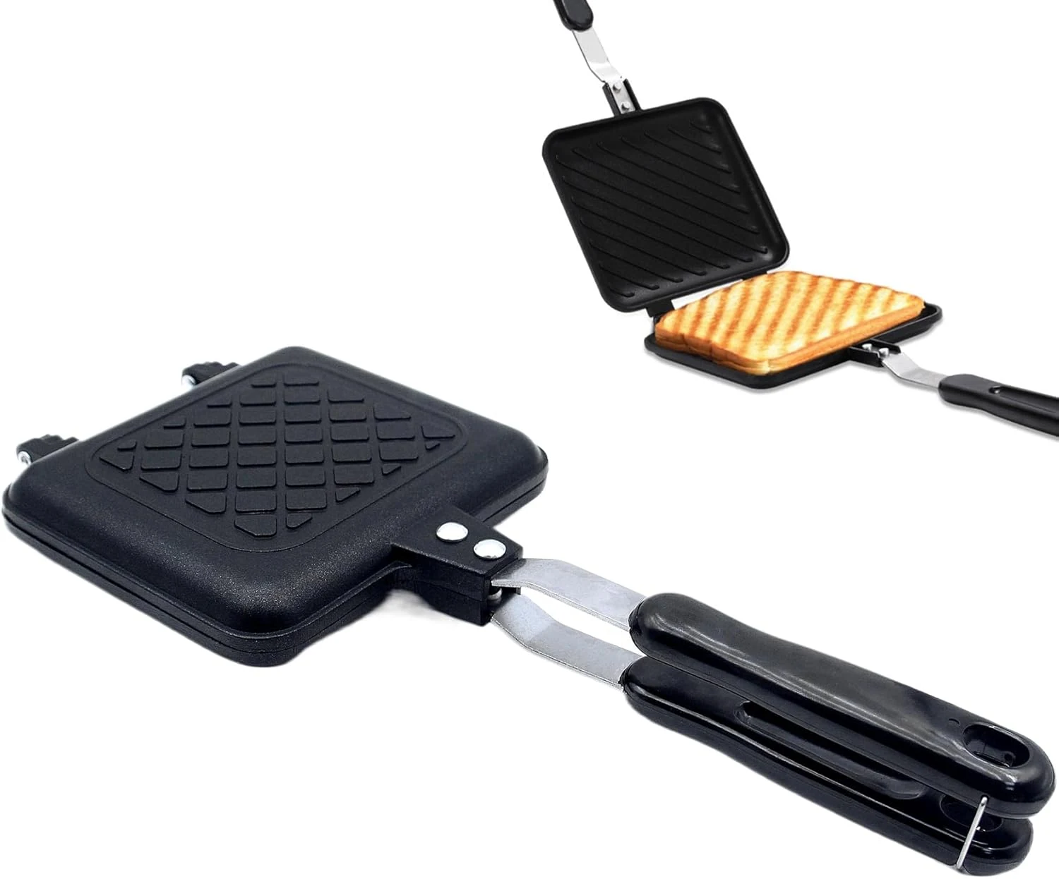 Sandwich Maker, Grilled Panini Maker Pan with Non-Stick Plates, Stovetop Toasted Sandwich Maker Press