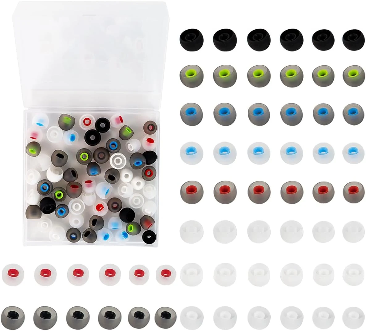 60PCS Earbuds Replacement Tips Silicone, Ear Bud Replacement Pieces Silicone, Soft Silicone Replacement Earbuds Fit Most in-Ear Earbuds 3 Sizes S/M/L, Black