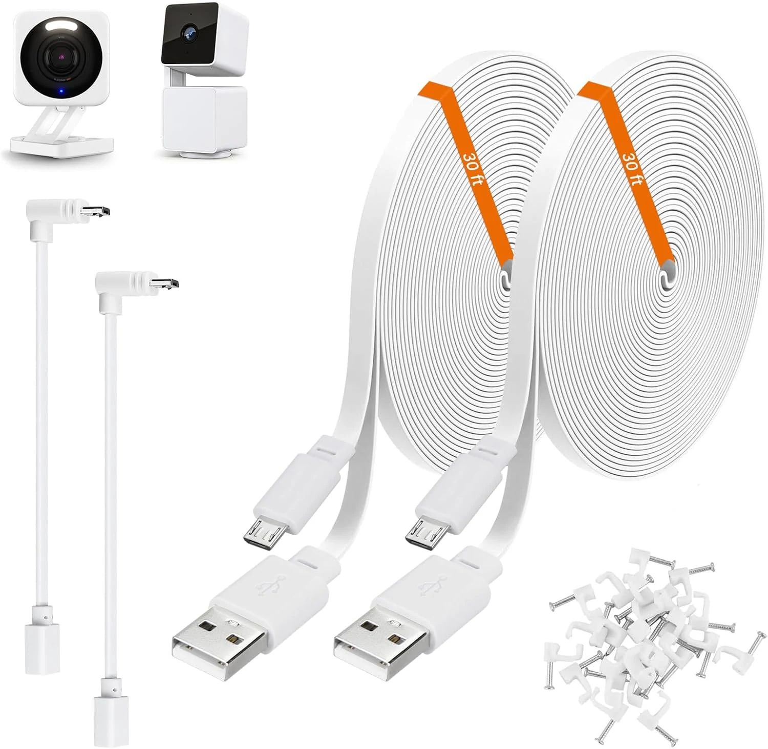2 Pack 30ft Power Extension Cable Compatible with Wyze Cam