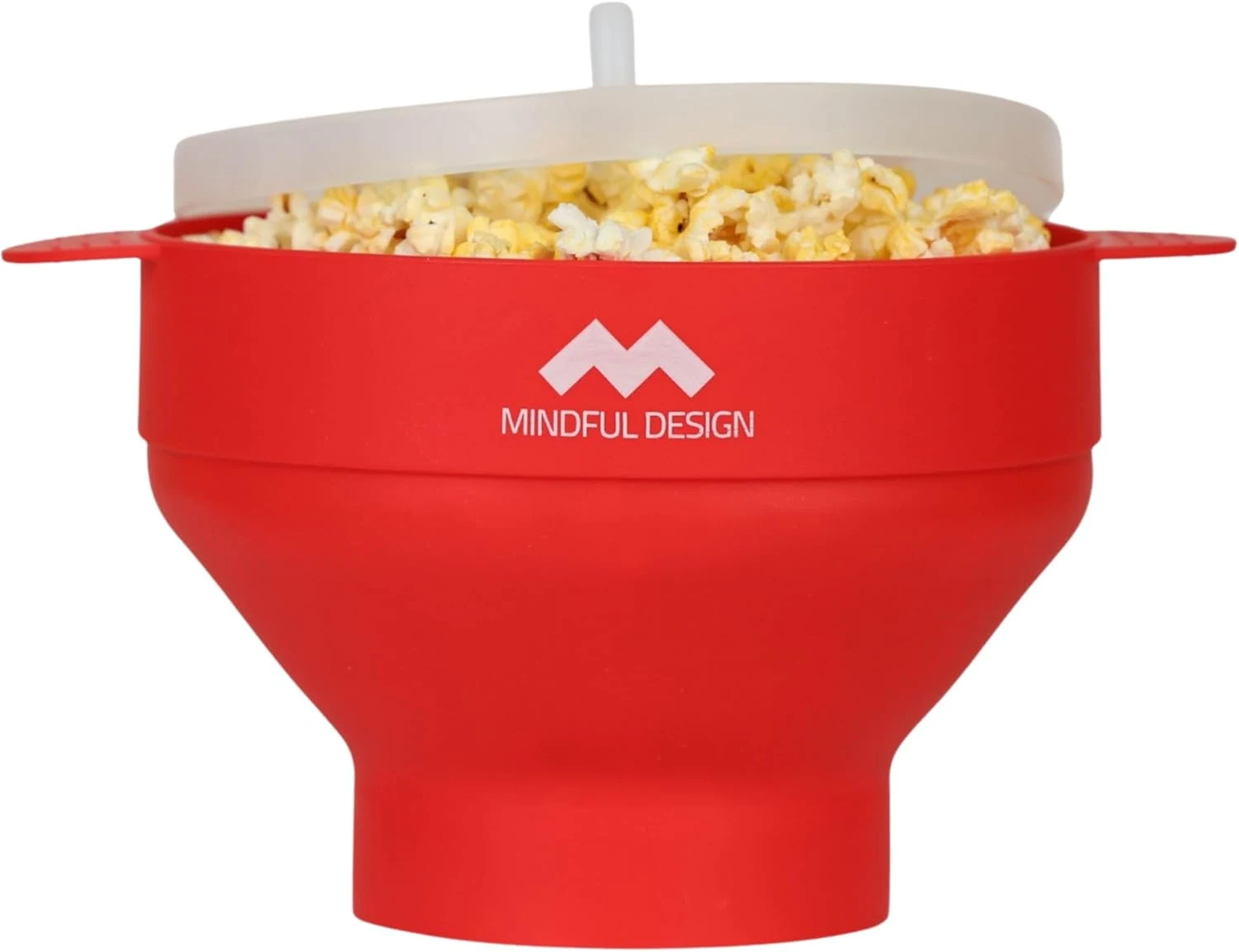 The Original Mindful Design Collapsible Microwave Popcorn Popper - Silicone Bowl, BPA-Free & Dishwasher Safe (Red)