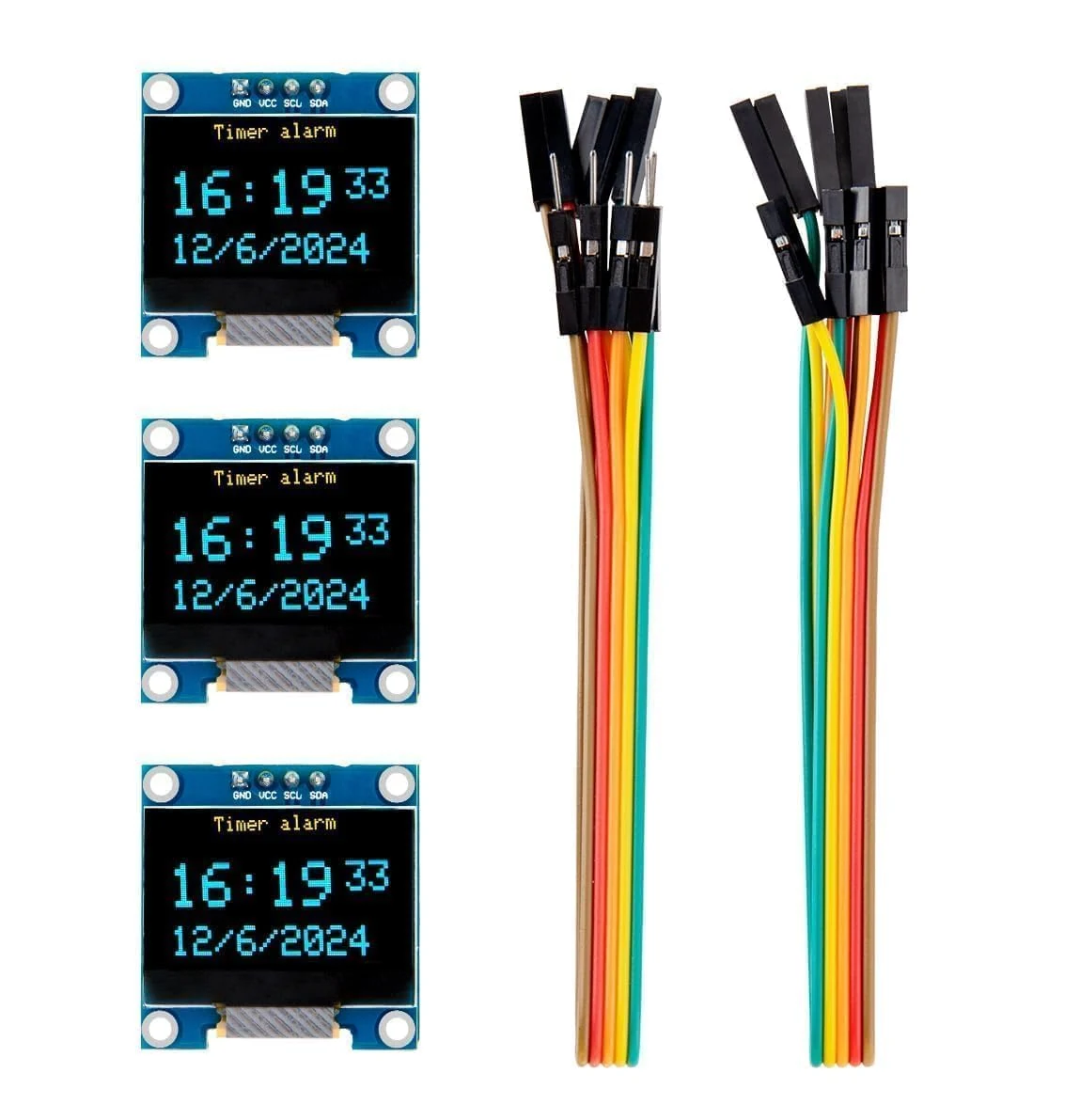 ELEGOO 3PCS 0.96 Inch OLED Display Screen Module Compact Self-Luminous SSD1306 I2C Display Mini Screens for Arduino Projects