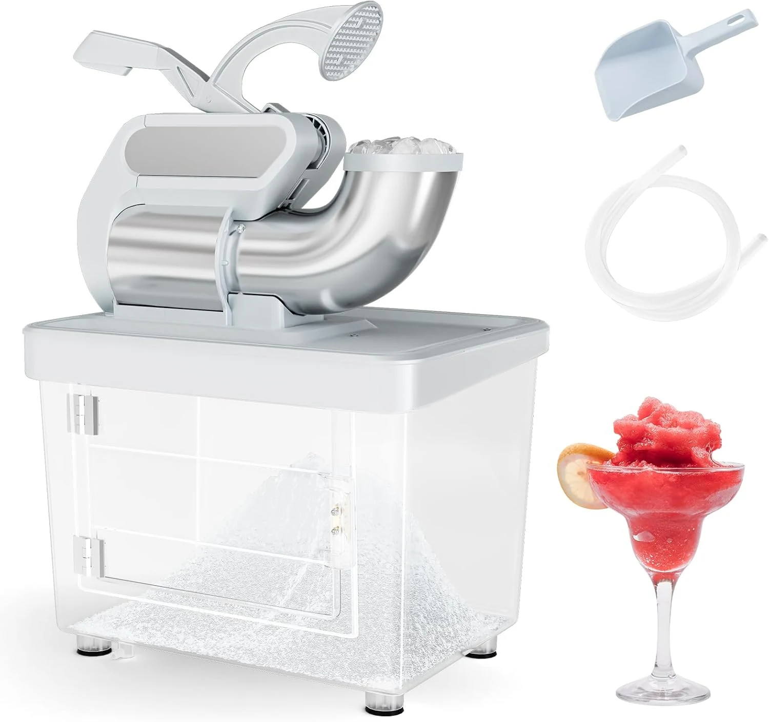 COSTWAY Electric Ice Crusher, 660 LBS/H Snow Cone Machine with Dual Blades, 300W ETL Approved Shaved Ice Machine (Gray)