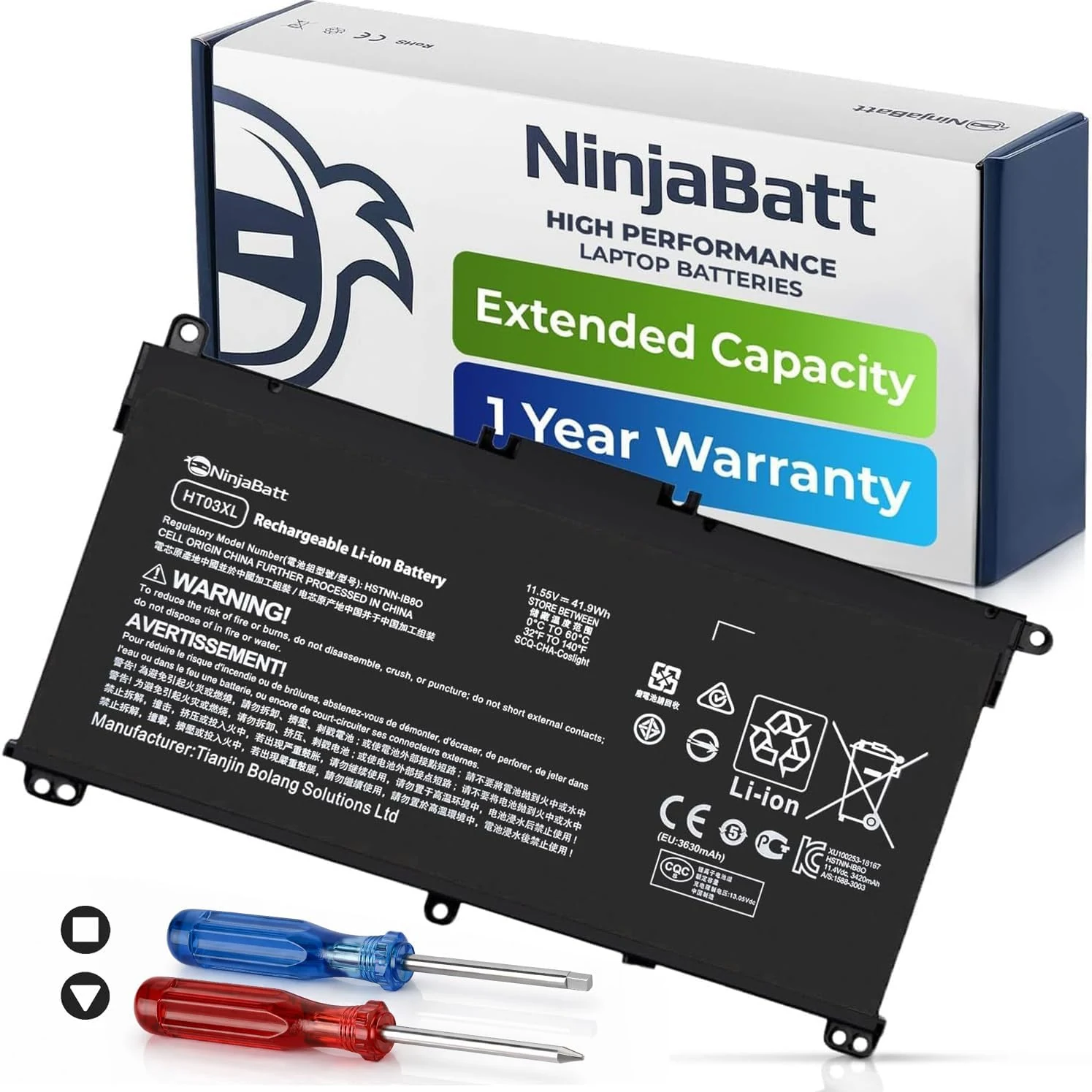 NinjaBatt HT03XL Laptop Battery for HP L11119-855 HW03XL Pavilion 15-DB