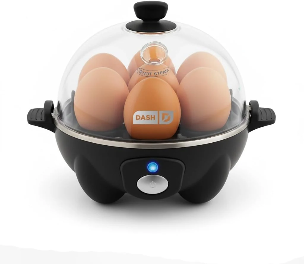 Dash Rapid Egg Cooker - Boiler, Poacher & Steamer - Holds 7 Eggs (Black)