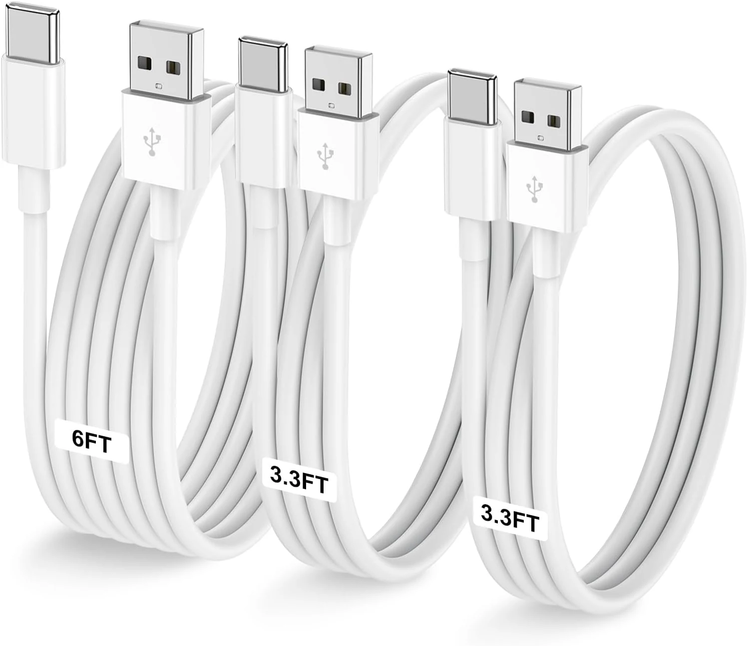 Car Carplay Cable for iPhone 17 16 15 Pro Plus Pro Max Air, 3-Pack USB A to USB-C (3.3FT+3.3FT+6FT)