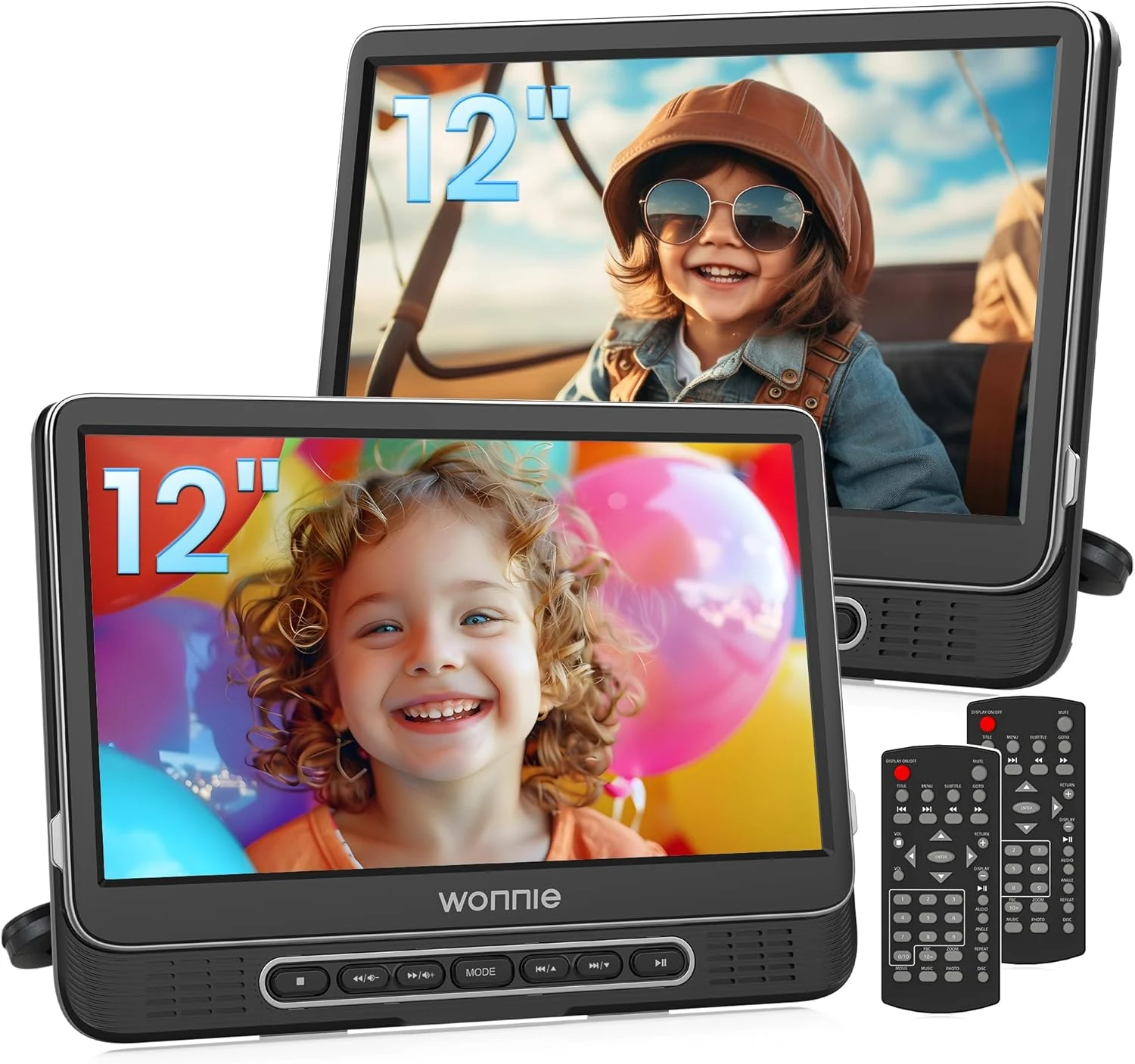 WONNIE 12" Dual Car DVD Players Portable DVD Players for Car Headrest