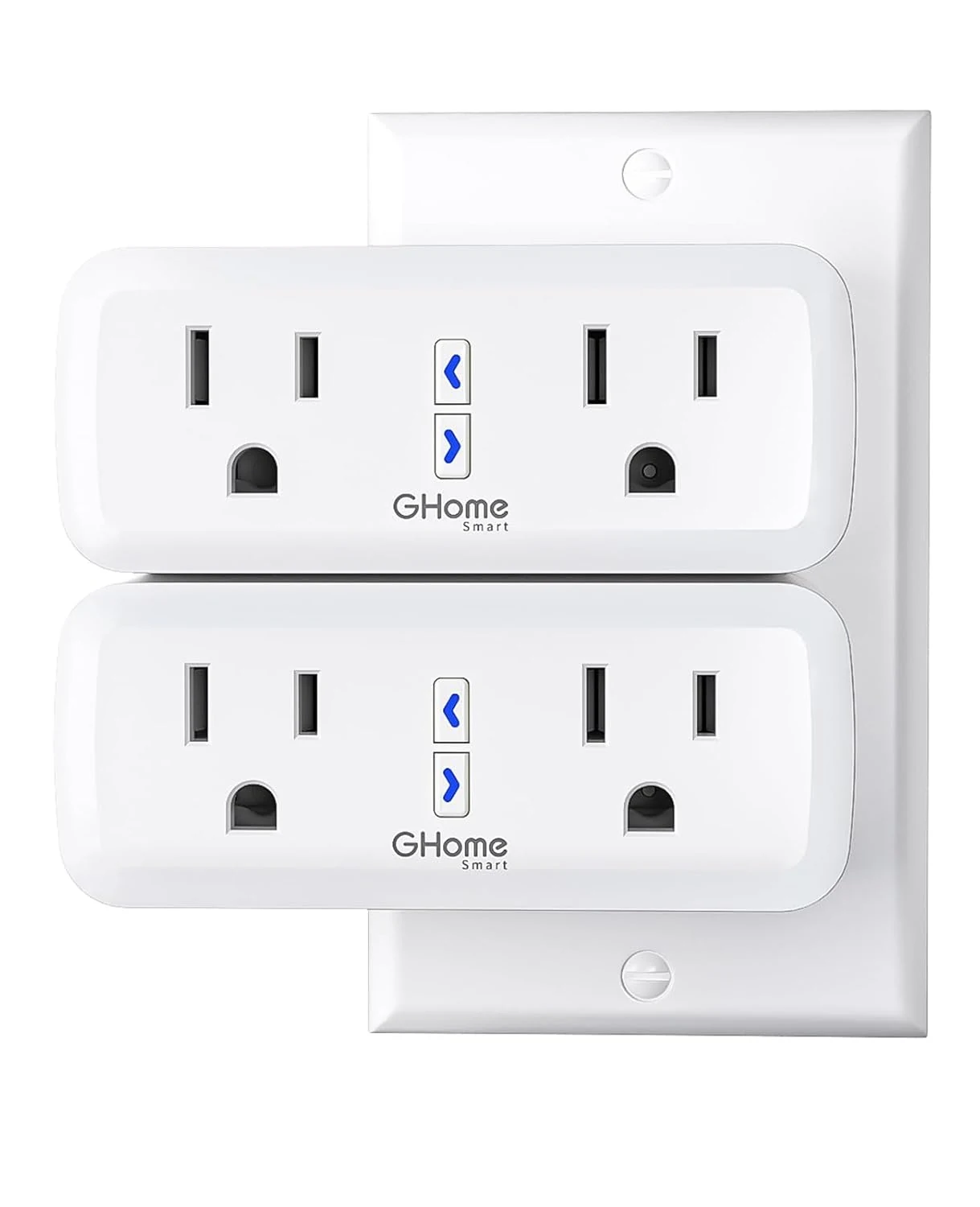 Dual Smart Plug 15A, GHome Smart Plugs Work with Alexa and Google Home (2-Pack)