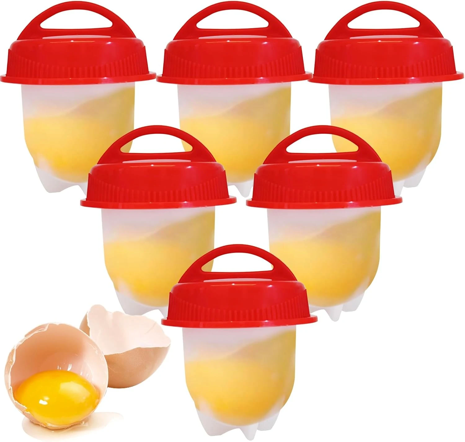 KINKIMISTINA hard boiled egg maker, 6-piece shell-free egg cooker set (non-stick)