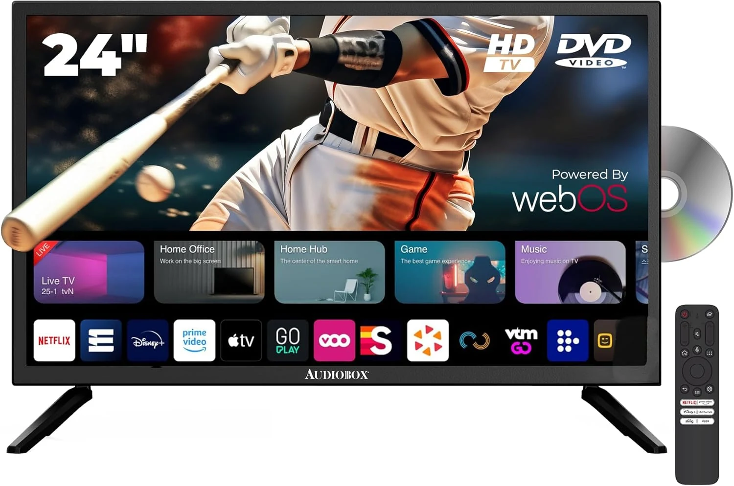 Audiobox Smart TV with Built in DVD Player – LED HDTV, AC/DC Compatible, Camper & RV TV for Travel