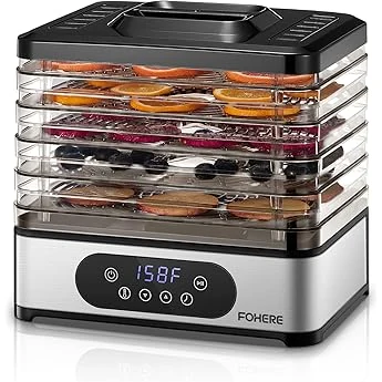 OSTBA Food Dehydrator with 5 Stainless Steel Trays, 400W Food Dryer Machine, 48H Timer & Temp Control 160°F Max, 360° Airflow, BPA-Free, Quiet Operation, Recipes for Jerky, Fruit, Herbs, Pet Treats