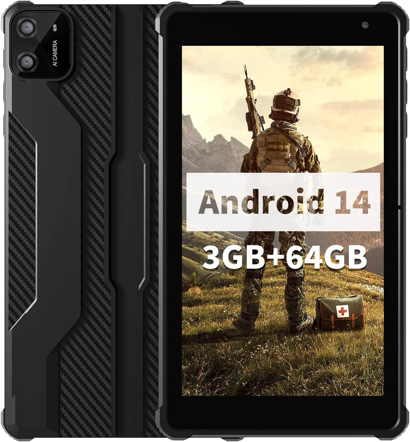 VASOUN Android 14 Tablet 7 inch, 8GB RAM (3GB+5GB Expand) 64GB ROM, Octa-Core 2.0GHz, IPS Touch Screen, Dual Camera, 5G WiFi/Bluetooth, Kids & Adult Tablet with Case