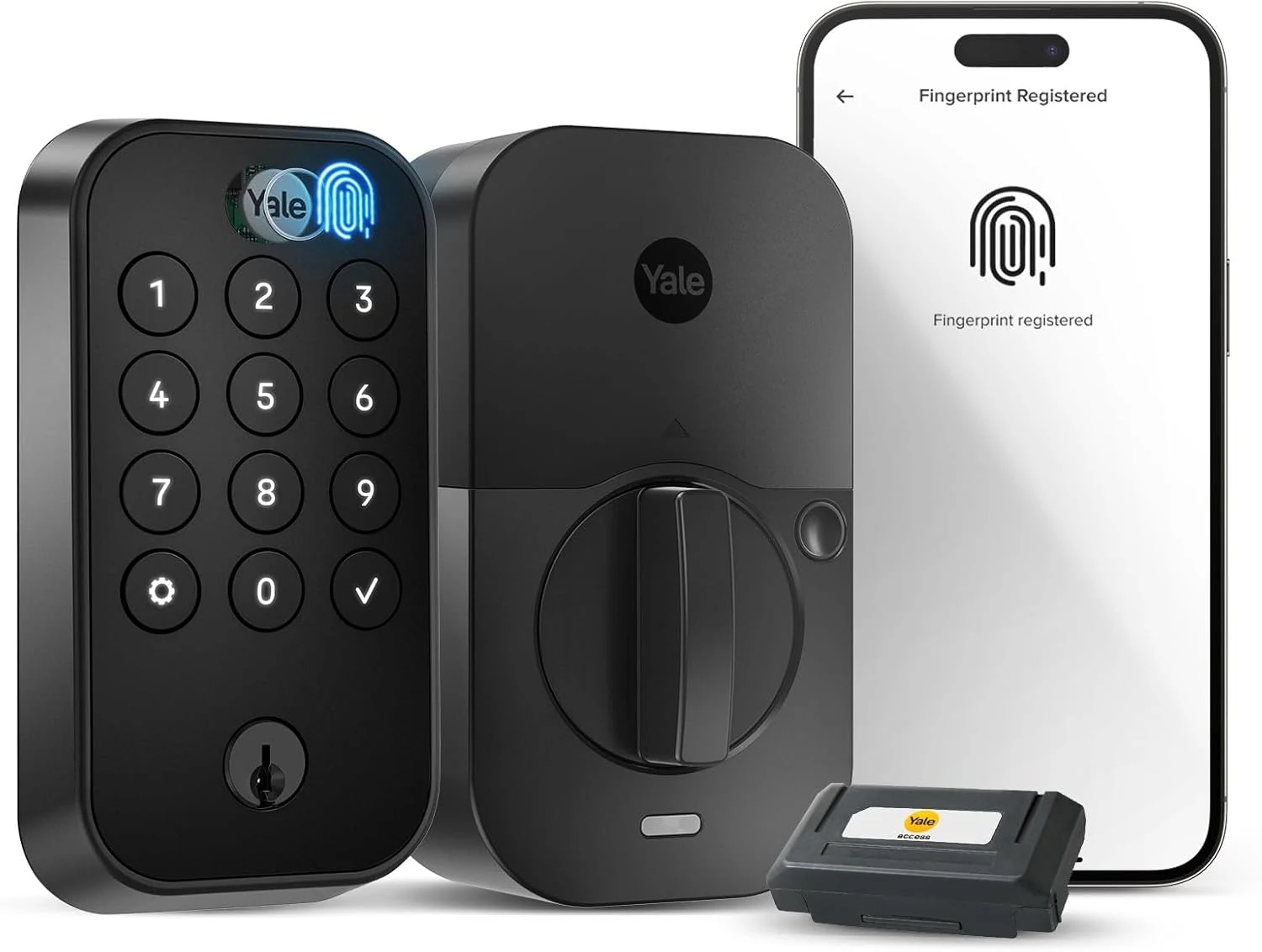 Yale Security Assure Lock 2 Touch Deadbolt, Black Suede Keyed Smart Entry Lock with Wi-Fi, Fingerprint, and Keypad