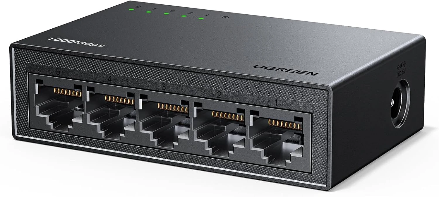 UGREEN Ethernet Switch, 5 Port Gigabit Ethernet Splitter, Plug & Play (Unmanaged, Fanless)