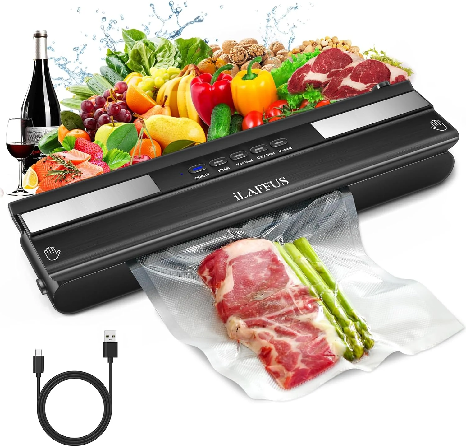 Cordless Vacuum Sealer Machine, Large, Black