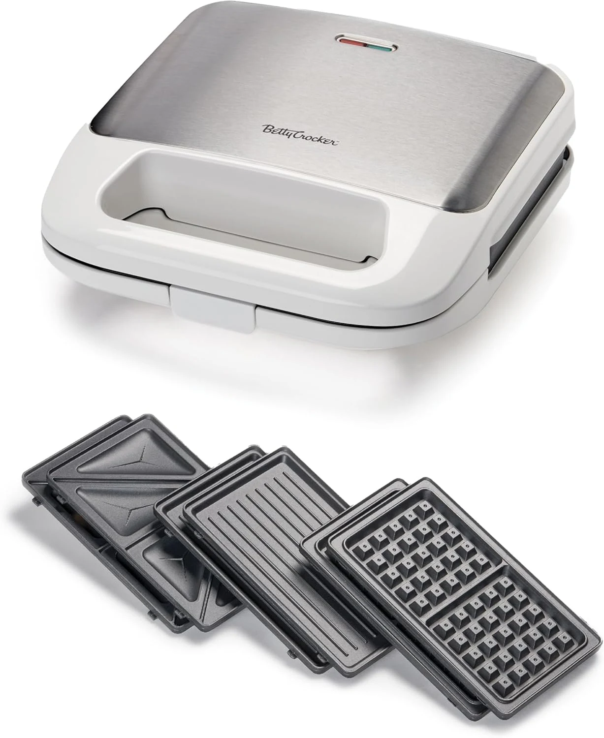 3-in-1 Indoor Grill, Sandwich/Panini Press & Waffle Maker Plus, White