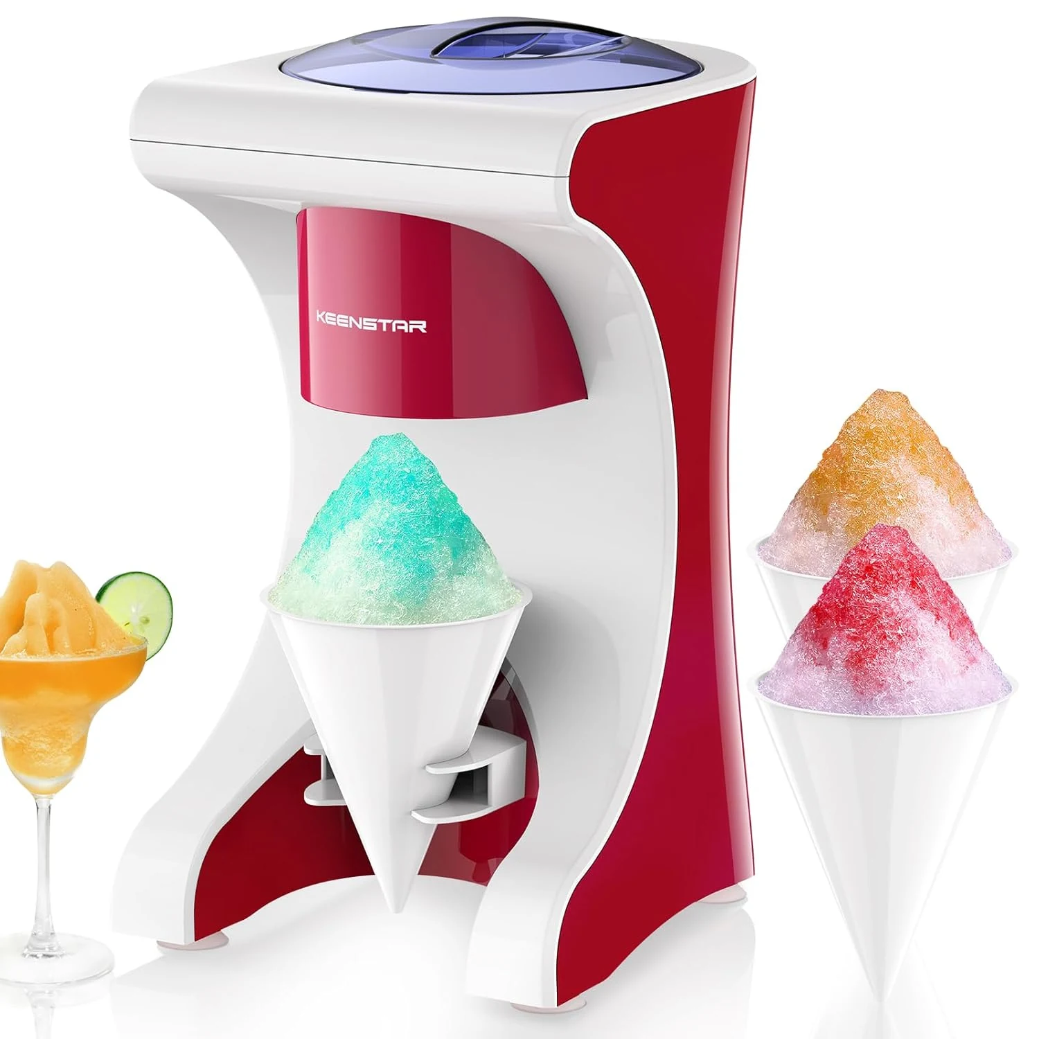 KEENSTAR Shaved Ice Machine with 3 Reusable Plastic Cups, Table-Top Slushie Machine