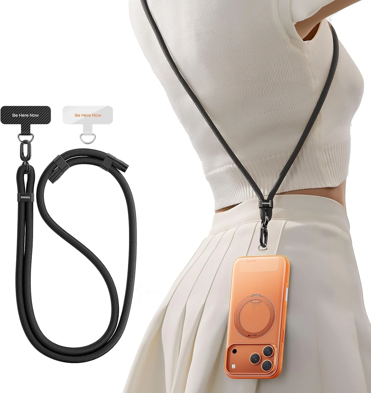 TORRAS Phone Lanyard Crossbody with 2 Phone Tabs (Adjustable Anti Theft Strap)