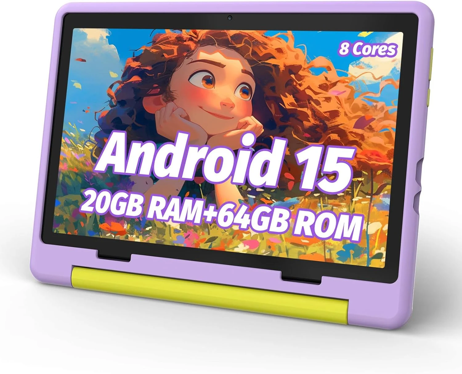 URAO Kids Tablet, Android 15 Tablet for Kids 10 inch Octa-Core with Case, 20GB RAM 64GB ROM 1TB TF Card Expandable for Toddler Children, Parental Control, Dual Camera, WiFi,Gift