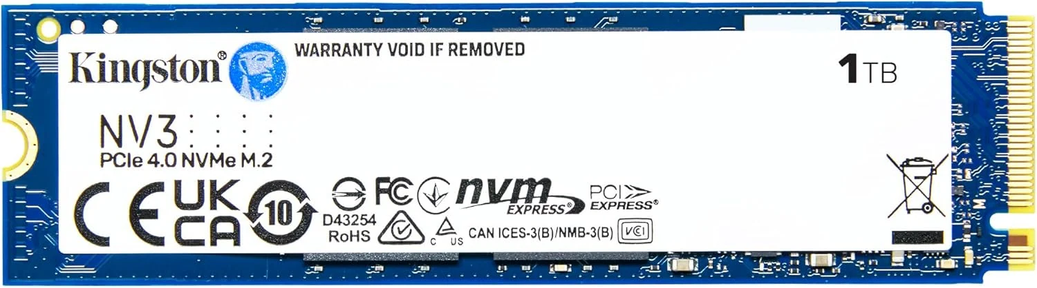 Kingston NV3 1TB M.2 2280 NVMe SSD (PCIe 4.0 Gen 4x4)