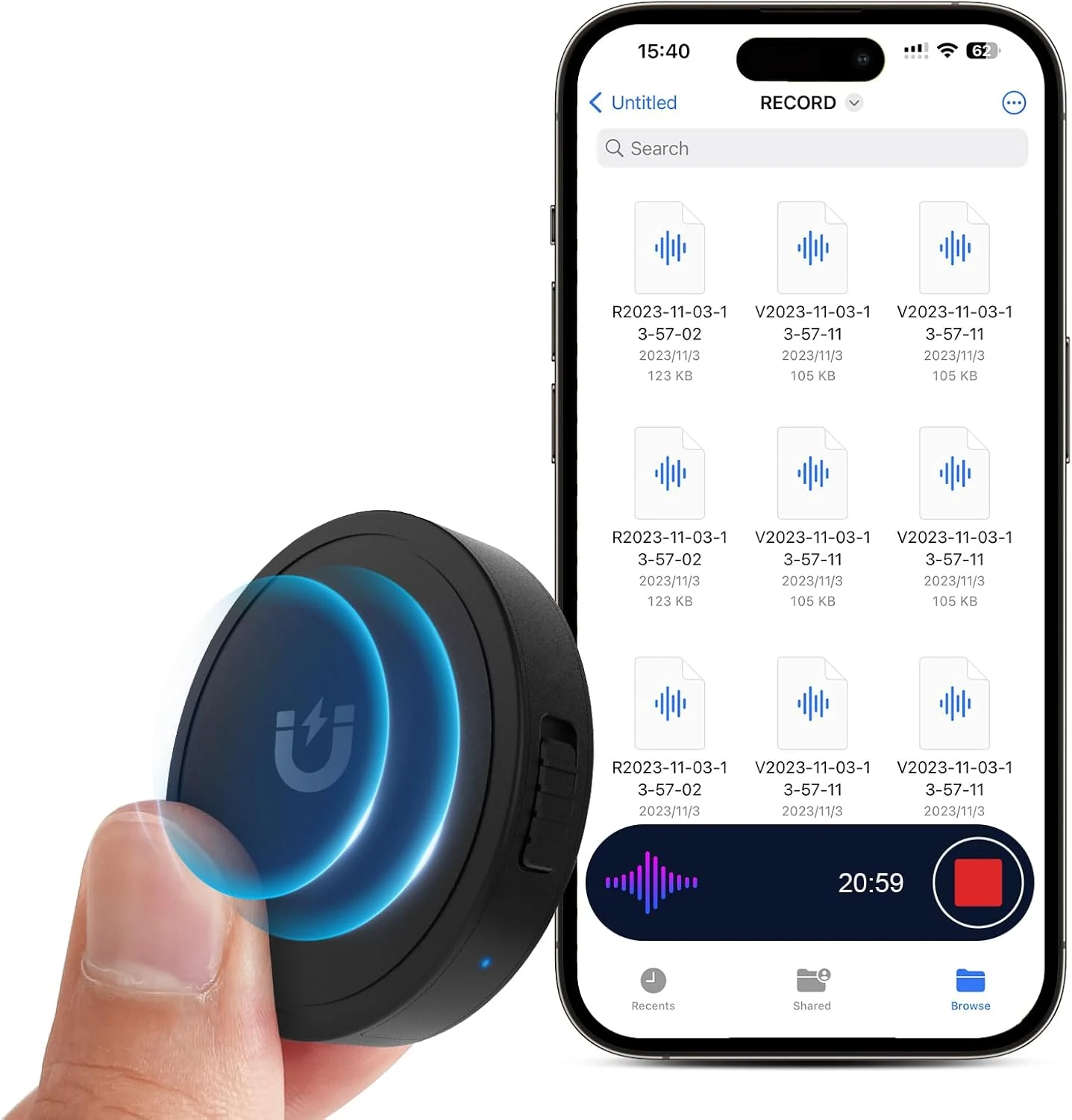 132G (9800 Hour) Voice Activated Recorder - Elasound Voice Recorder with AI-Intelligent Triple Noise Reduction