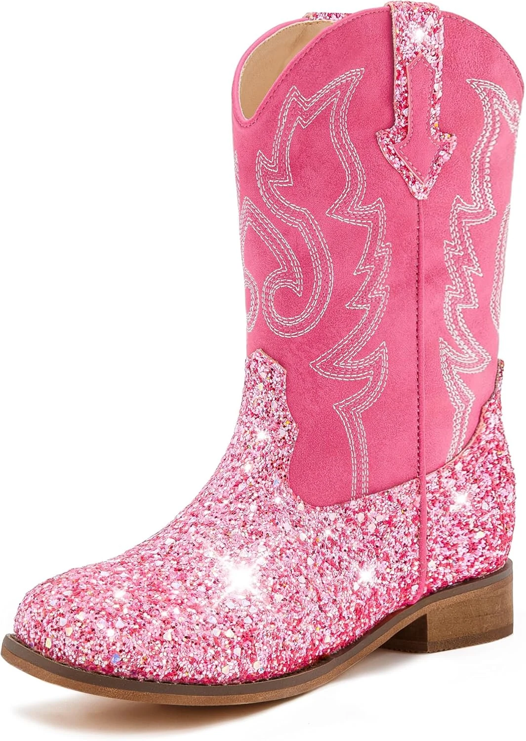 Motasha Girls Cowgirl Boots Unisex-Child Mid Calf Glitter Toddler Cowboy Boot Little Big Kids Western Riding Shoes