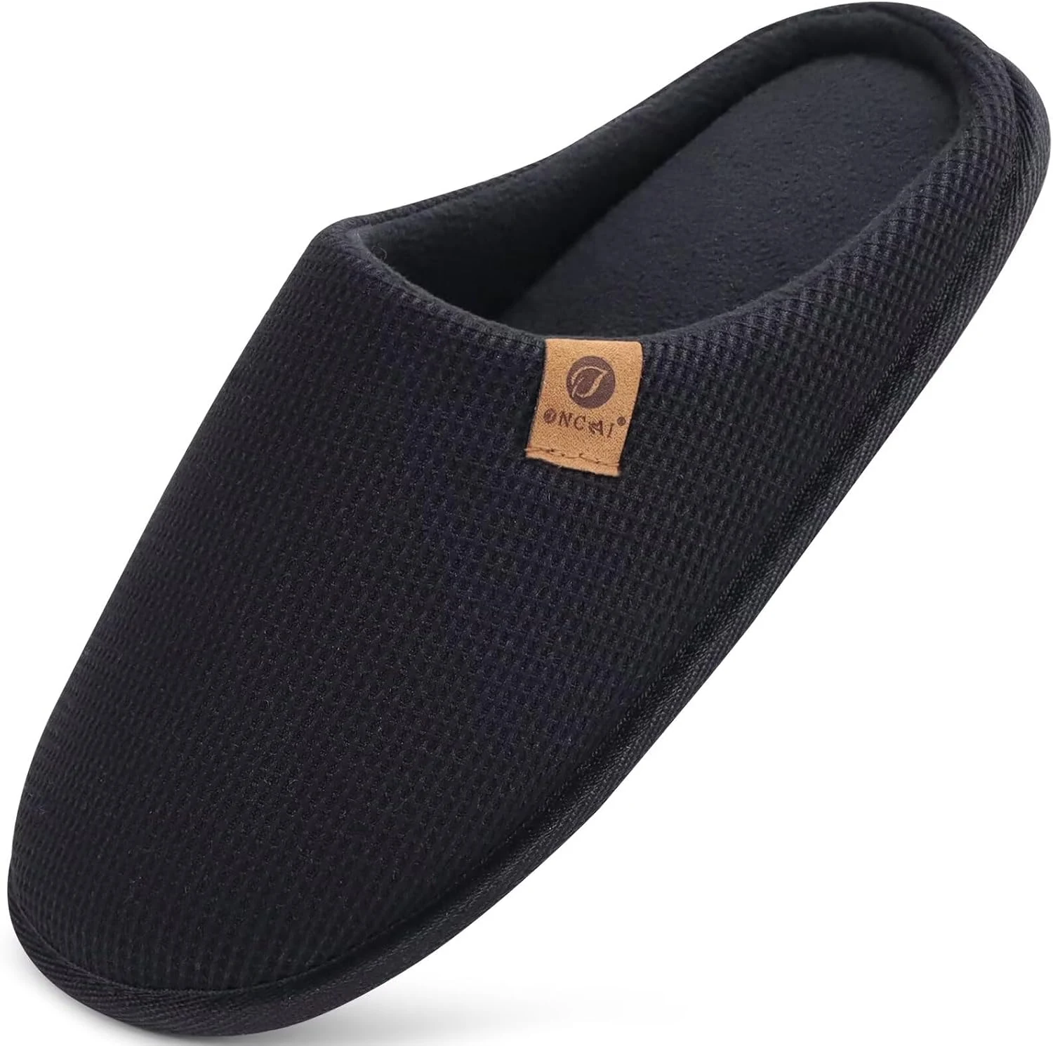 ONCAI Men’s House Slippers, Cushion Memory Foam Shake Fleece and Faux Fur Lining with Indoor Outdoor Rubber Soles