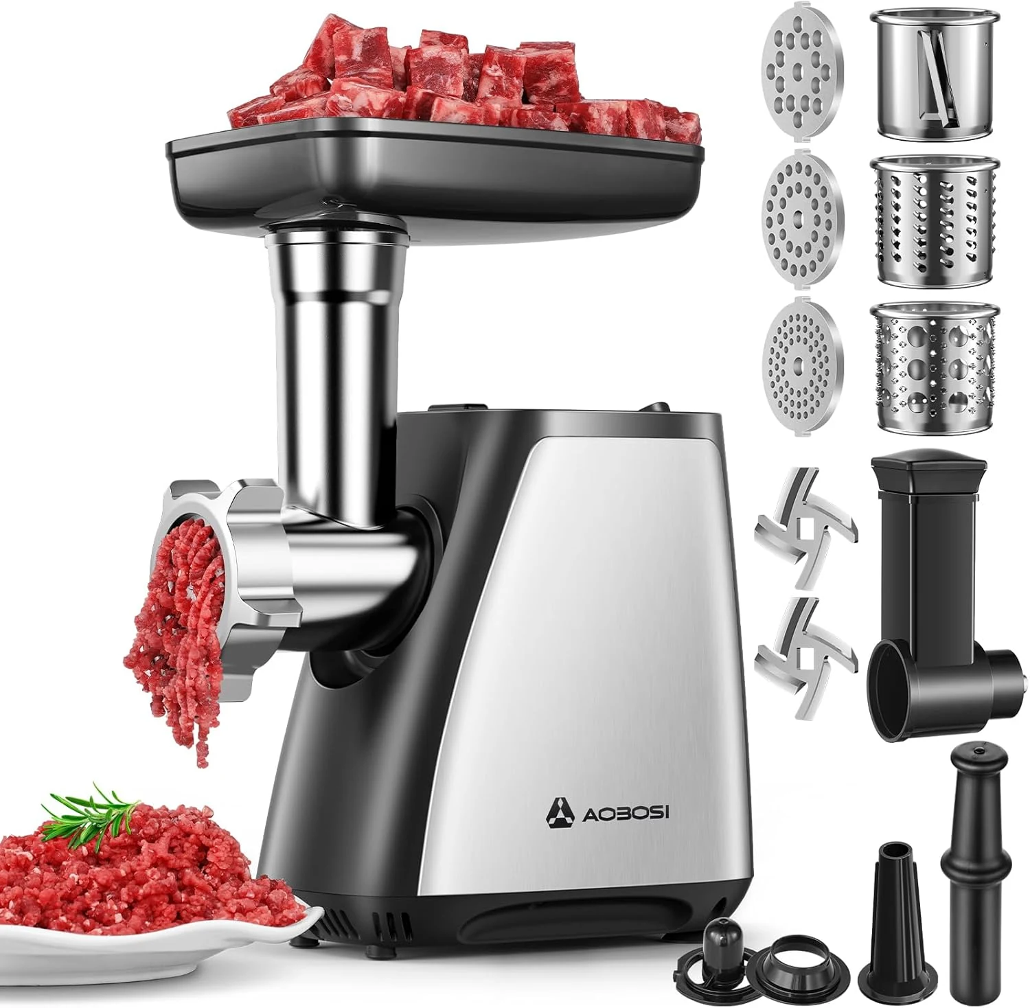 AAOBOSI Meat Grinder, 4-In-1 Meat Grinder Electric [2800W Max] with review