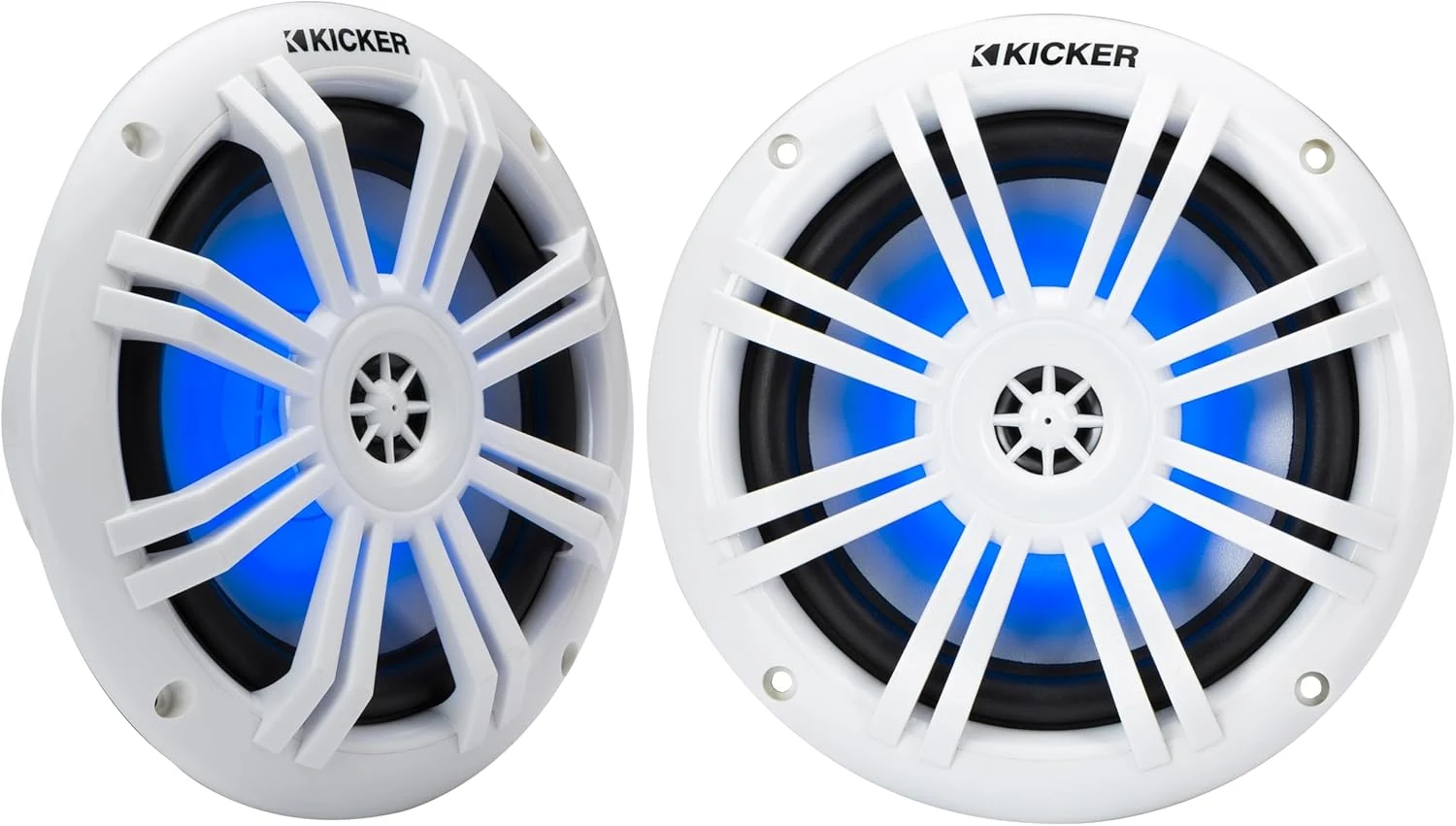KICKER 51KM604WL KM 6.5" 4Ω LED Marine Coaxial Speakers (Pair)