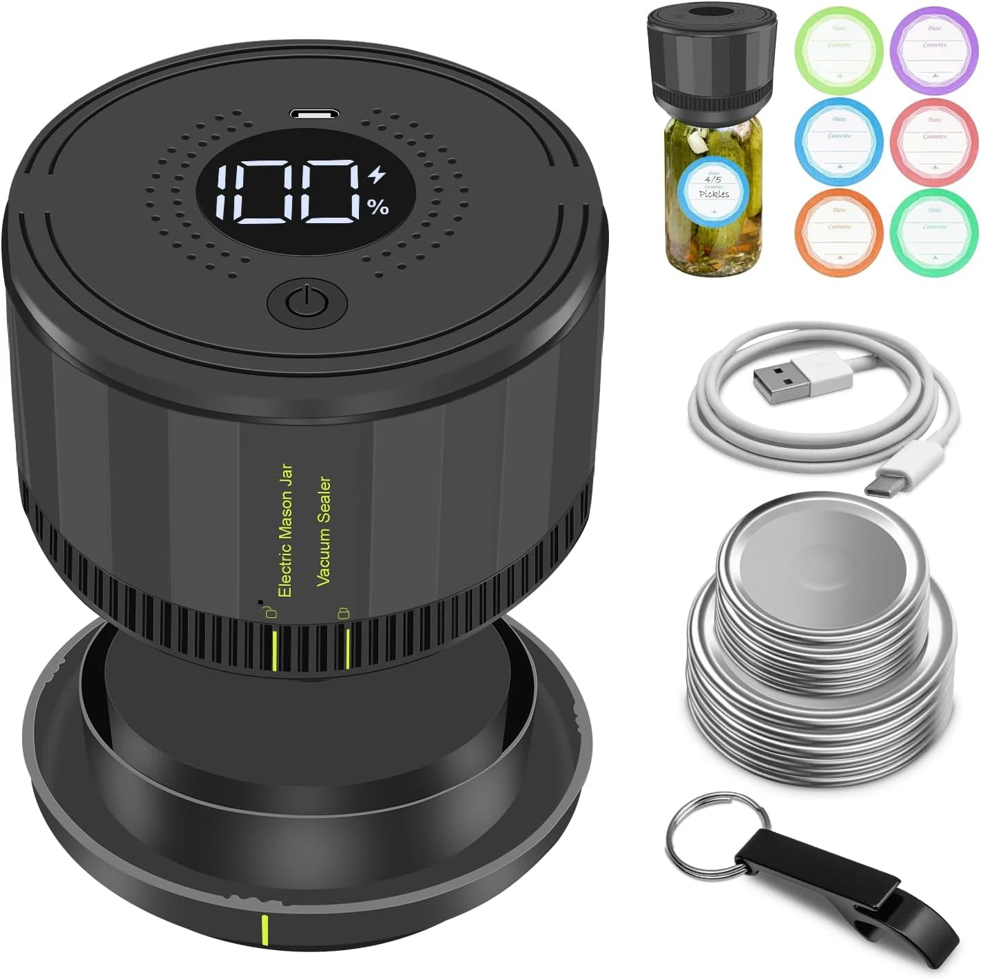 YK Siguoril Electric Mason Jar Vacuum Sealer (Auto Stop) Kit