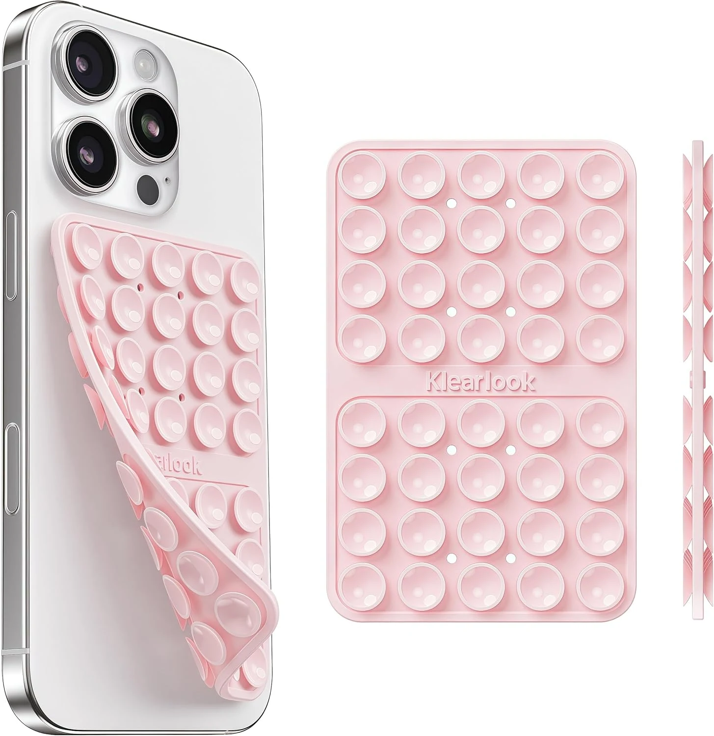 Klearlook Silicone Double-Sided Suction Cup Phone Case Detachable Mount, Sticky Phone Grip with Higher Suction Power (Light Pink)