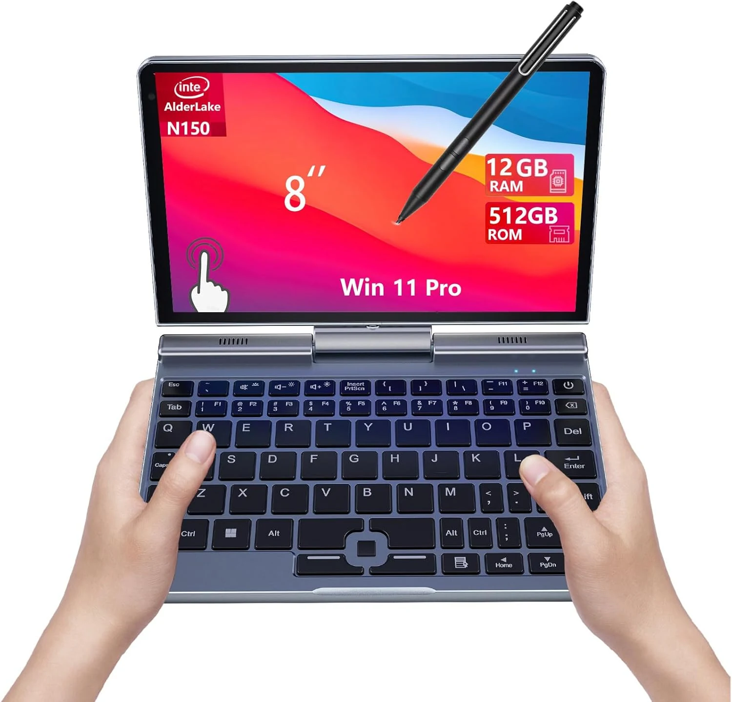 KOOFORWAY 8 Inch 2-in-1 Mini Laptop Tablet PC (Intel N150, 12GB LPDDR5, 512GB SSD, Win 11 Pro)
