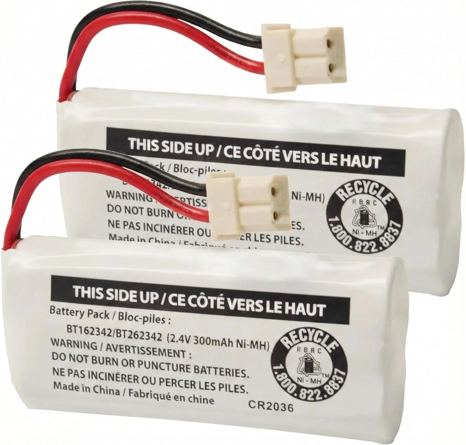 2-Pack BT162342/BT262342 2.4V Battery Packs for VTech Cordless Phone