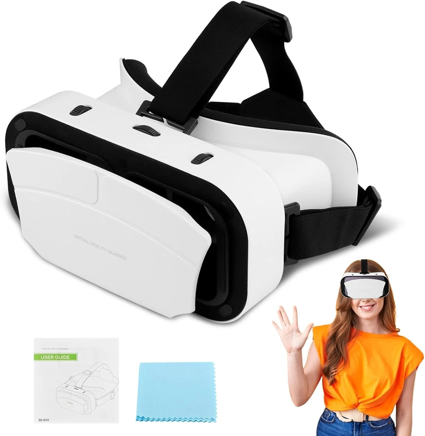 Virtual Reality Goggles, 3D VR Glasses Adjustable VR Virtual Reality Headset with Wide Angle Lens