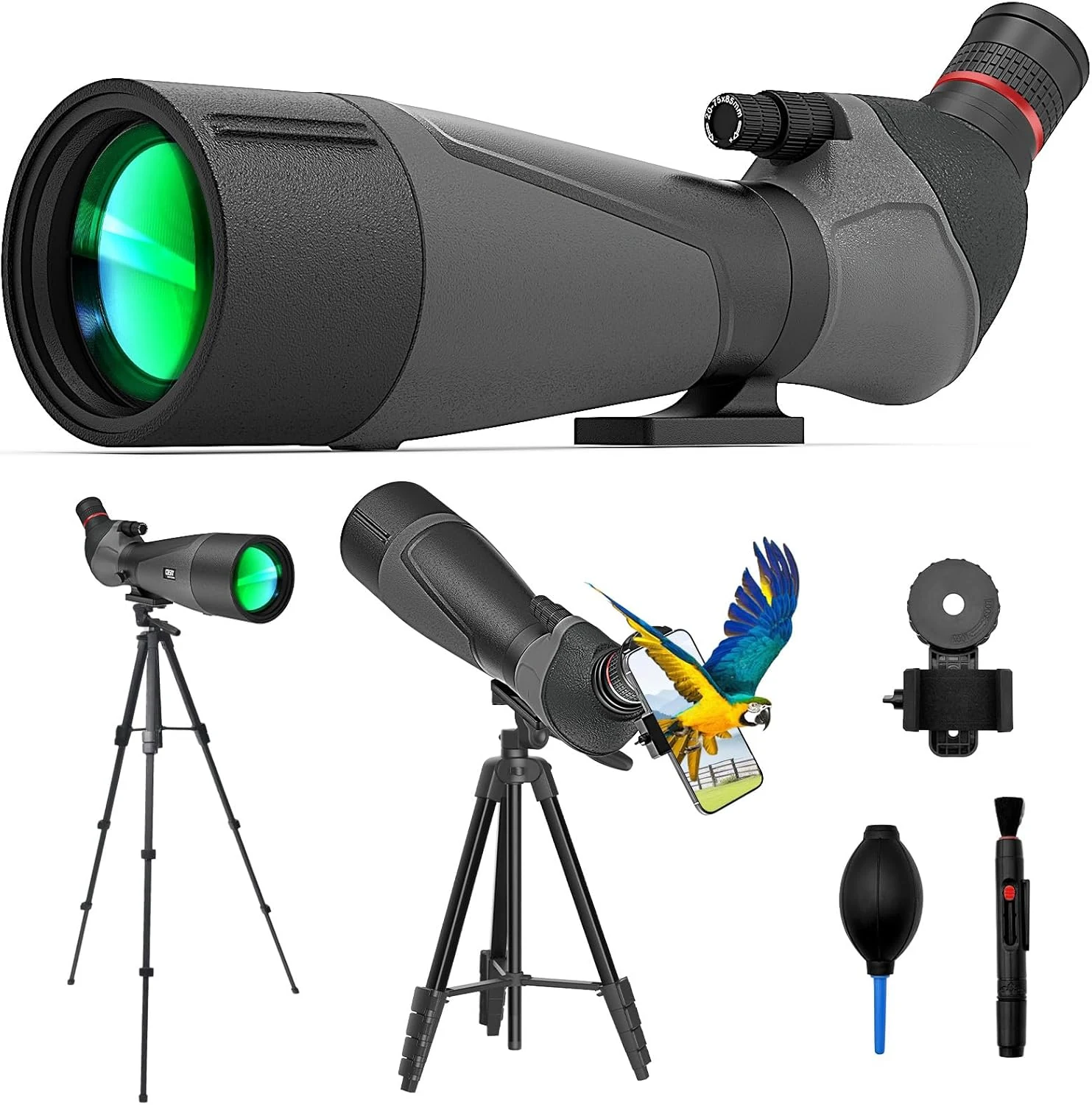 Gosky 20-60x85 Spotting Scope with Full Size Tripod, Phone Adapter and Cleaning Kit