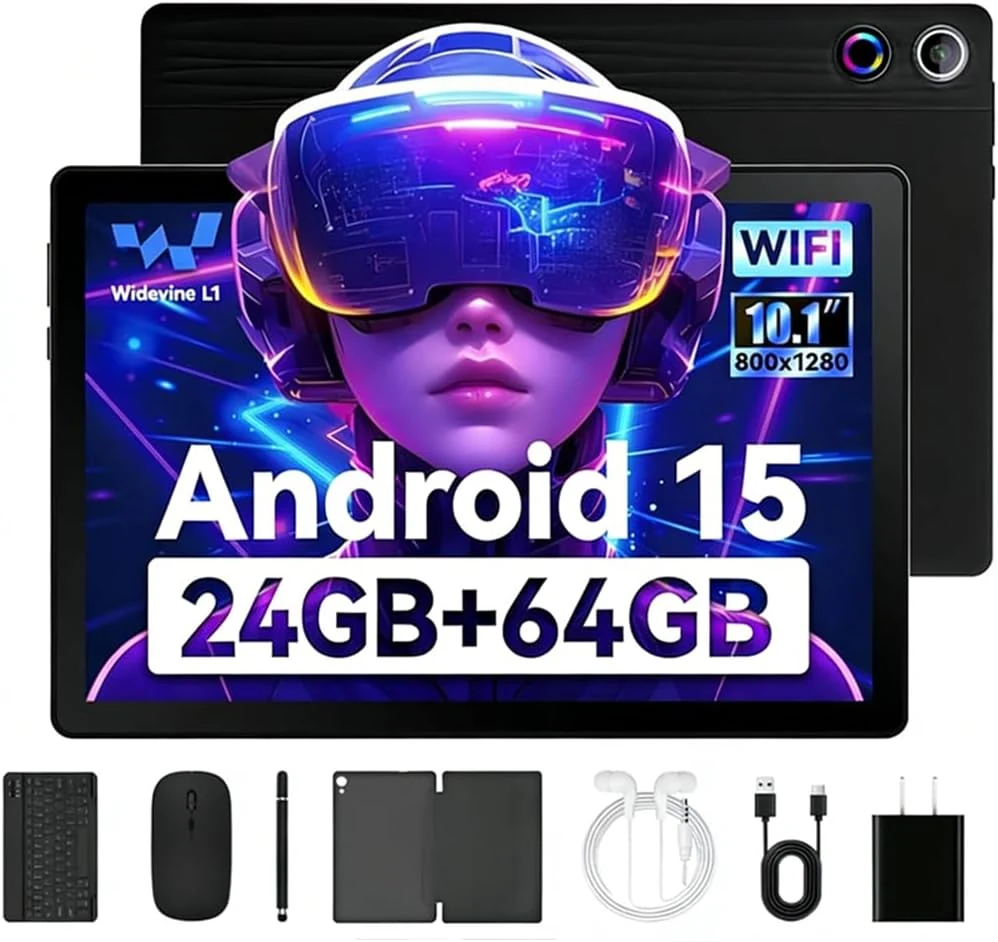 Jeazans Android Tablet 10.1 Inch (Jzpad-A10L) with 8-in-1 Kit, Wi‑Fi 6, BT 5.4