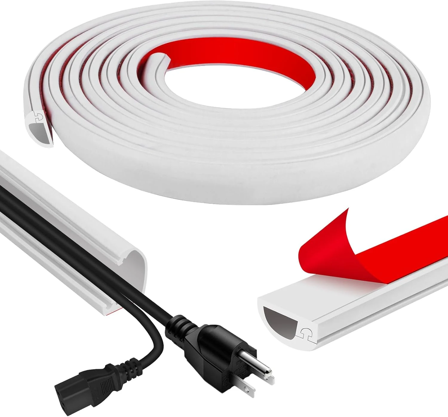 Cord Wall Cover, 118in Self-Adhesive Wire Covers for Cords on Wall, Extension Cable Hider