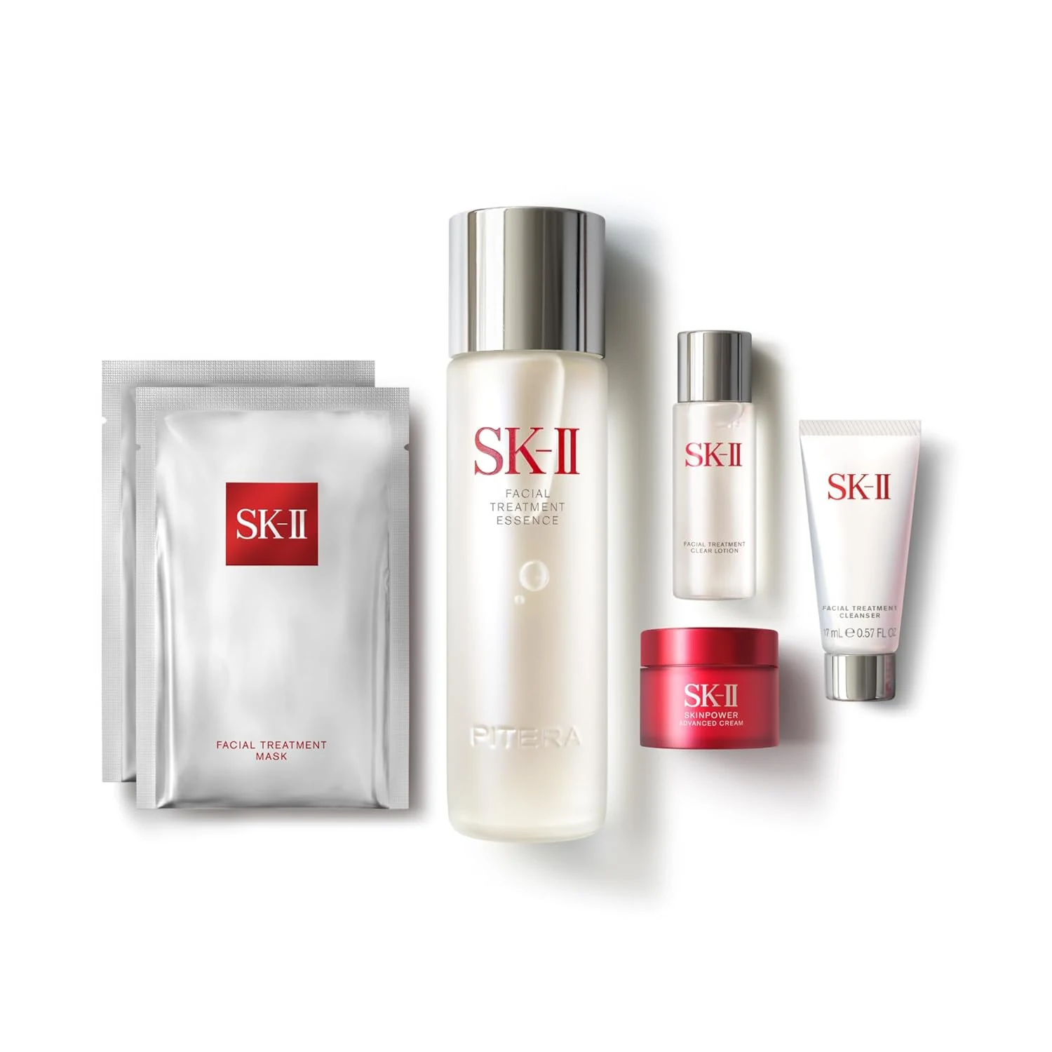 SK-II Bestsellers Skincare Gift Set - Anti Aging Skincare Set (Full Size Essence, Travel Cleanser, Toner, Face Cream, and 2 Sheet Masks)