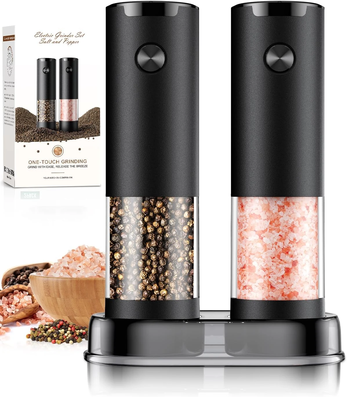 ioion Electric Salt and Pepper Grinder Set Automatic Battery Pepper Mill Shakers