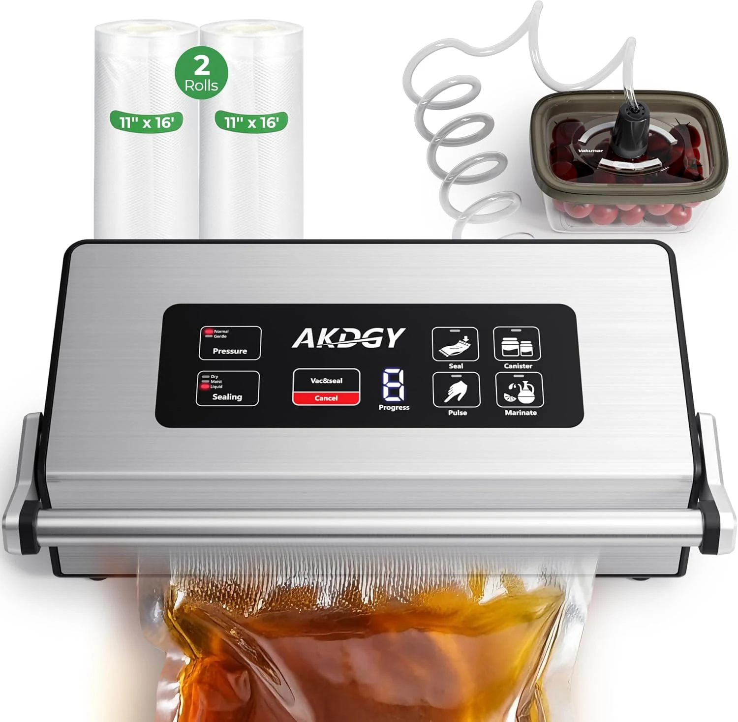 AKDGY 95Kpa Vacuum Sealer Machine (14-in-1, Double Heat Seal, Dual Pumps)