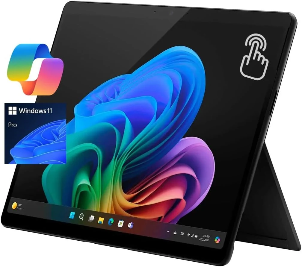 Microsoft Surface Pro 11 13" Copilot+ PC, AI Tablet, 2880x1920 120Hz LCD Touchscreen, 10-Core Qualcomm Snapdragon X Plus, 16GB RAM, 512GB SSD, WiFi Only, Win 11 Pro, Black