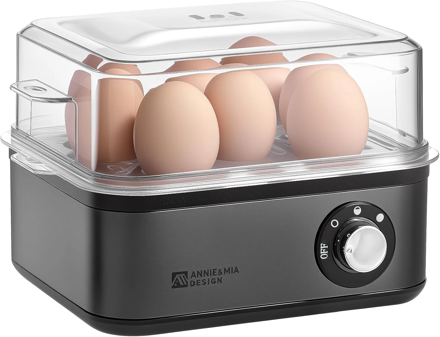 Annie & Mia Design Stainless Steel Electric Rapid Egg Cooker, 8 Egg Capacity 500W