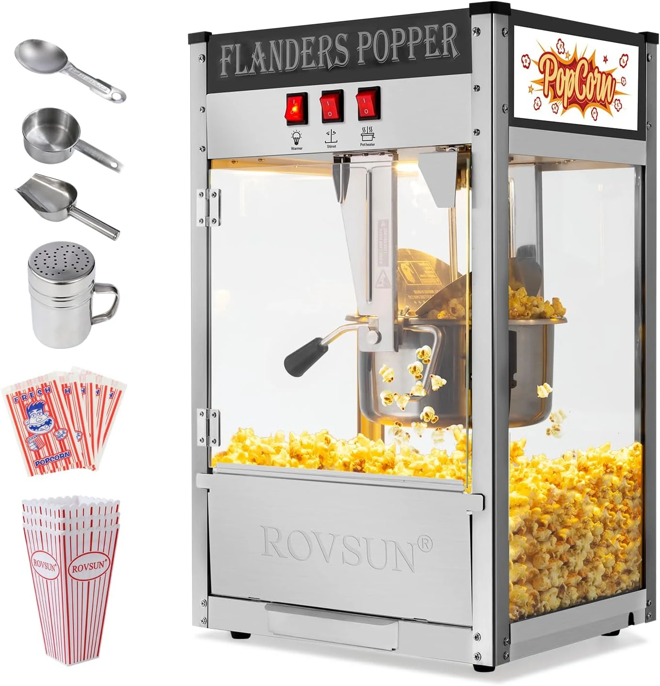 ROVSUN Popcorn Machine Movie Theater Style w/ 10 Ounce Kettle Makes Up to 4 Gallons