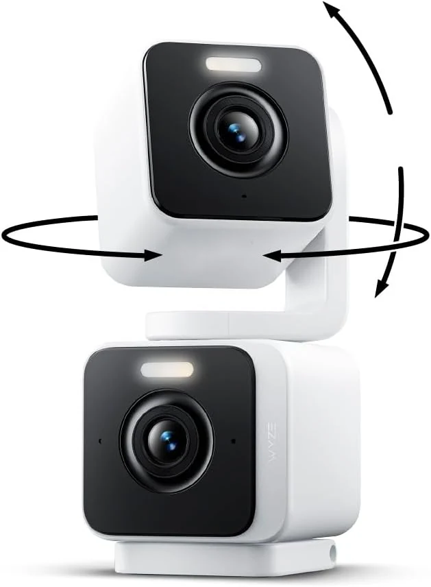WYZE Duo Cam Pan Indoor/Outdoor IP65 2K 360° Pan/Tilt Smart Home Security Camera (White)