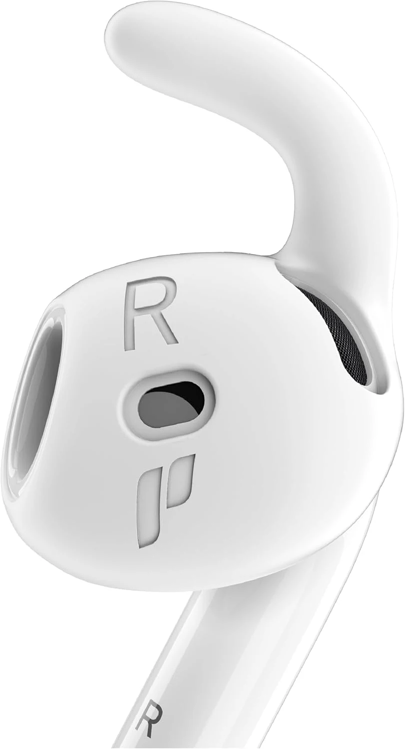 Proof Labs 4 Pairs for AirPods 4 Ear Hooks Covers [Added Storage Pouch] Anti Slip Ear Tips Accessories Compatible with Apple AirPods 4th Generation (White)