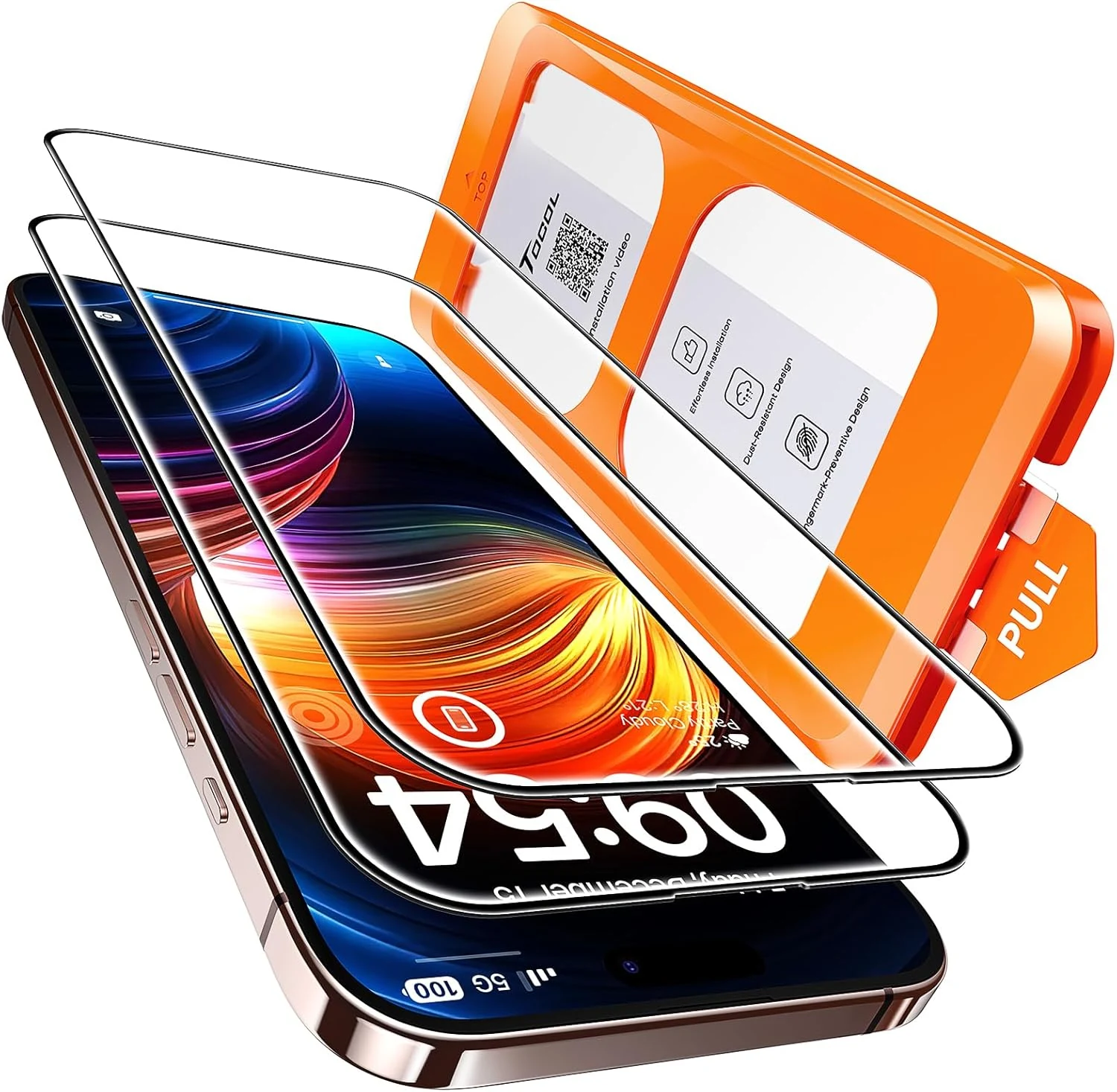 TOCOL for iPhone 16 Pro Max Screen Protector, 9H Hardness Military Grade Shatterproof HD Tempered Glass (2 Pack)