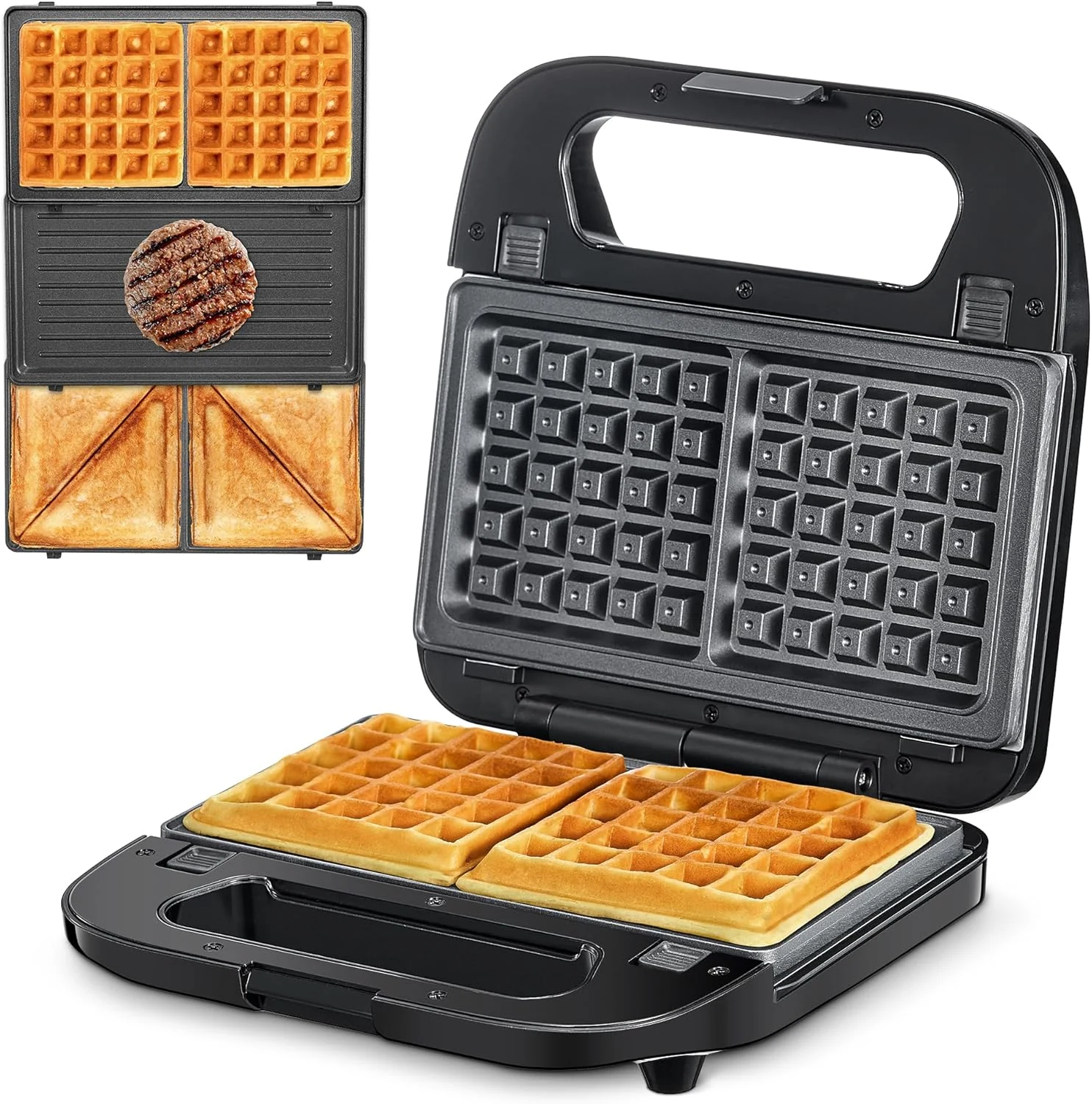 Reemix 3-in-1 Waffle, Grill & Sandwich Maker (Panini Press Grill and Waffle Iron Set)