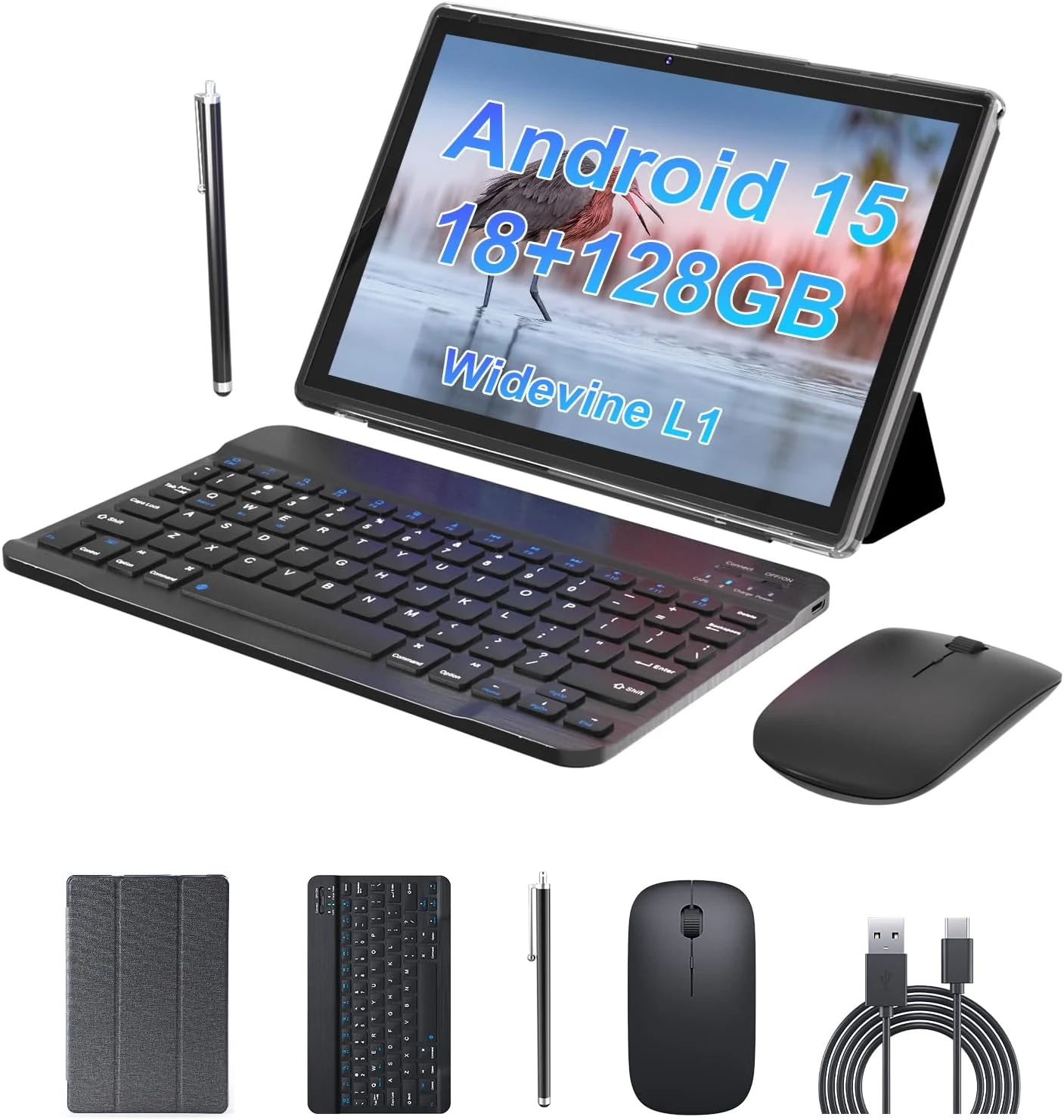 ZZB Android 15 Tablet 10 inch 2 in 1 (Keyboard, Mouse, Stylus, Case)