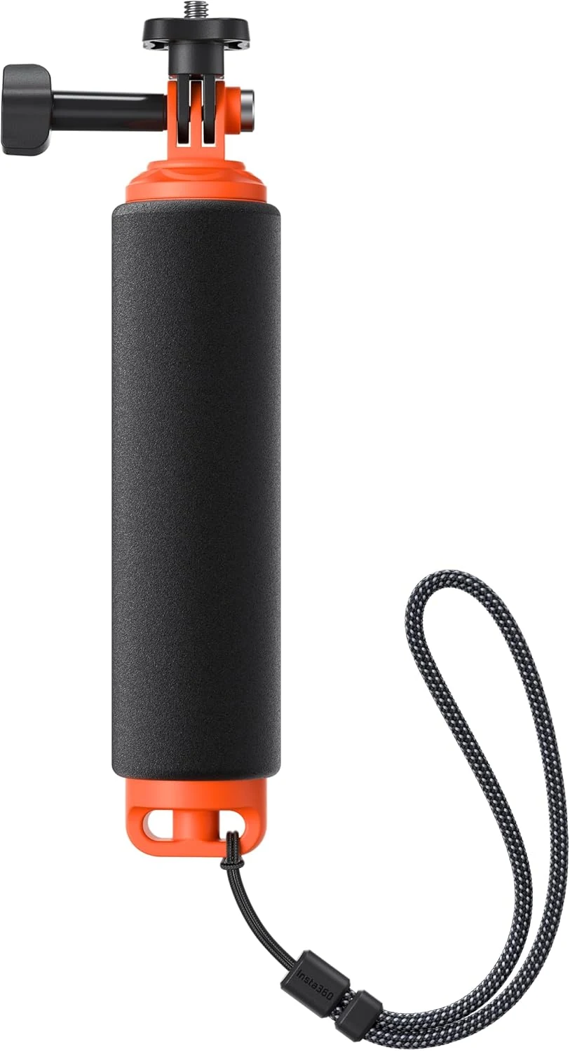 Insta360 Floating Hand Grip, Buoyant Mount with Non-Slip Handle, Compatible Ace, Ace Pro, Ace Pro 2, GO 3, GO 3S, GO Ultra, X2, X3, X4, X5 Action Cameras, Black & Orange