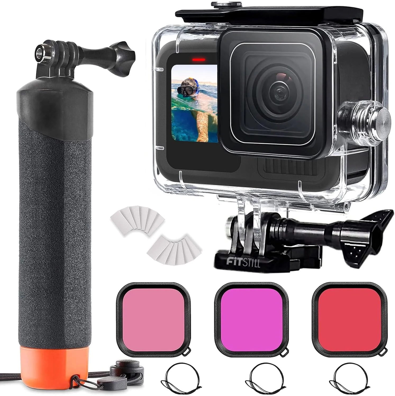 FitStill 60M/196FT Underwater Waterproof Protective Case for Go Pro Hero (with 3 dive filters)