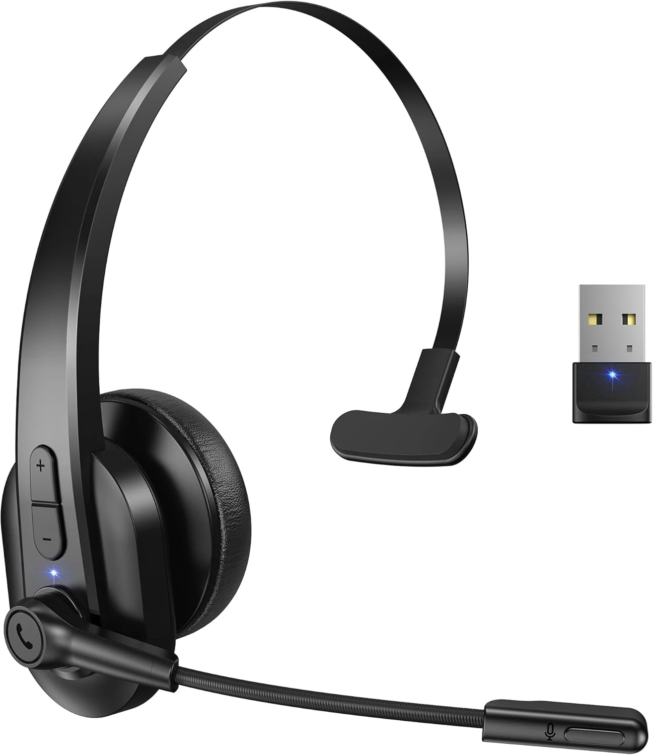 Sarevile Bluetooth Headset with USB Dongle for Computer, Single-Ear Wireless
